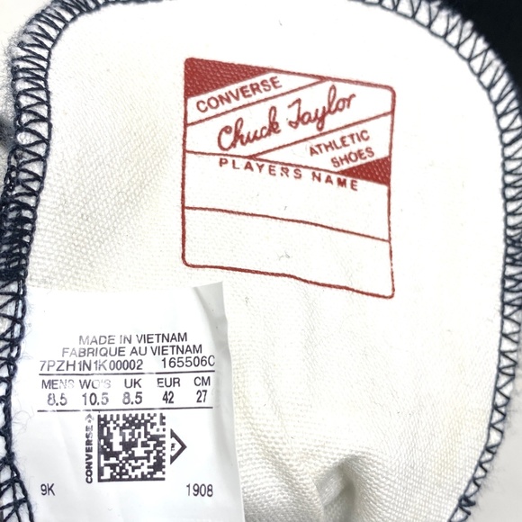 Converse Ctas High Top Leather Black Women's Size Sneakers Custom 165506C-BK - Picture 8 of 10